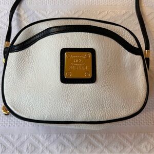 HCL Chic White and Navy Blue Leather Crossbody Bag